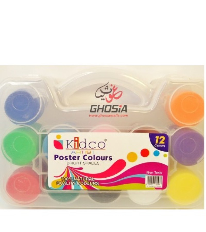 Kidco Poster Color 12 Color Set For Kids_Bright Shades Import Quality Ghosia Stationery
