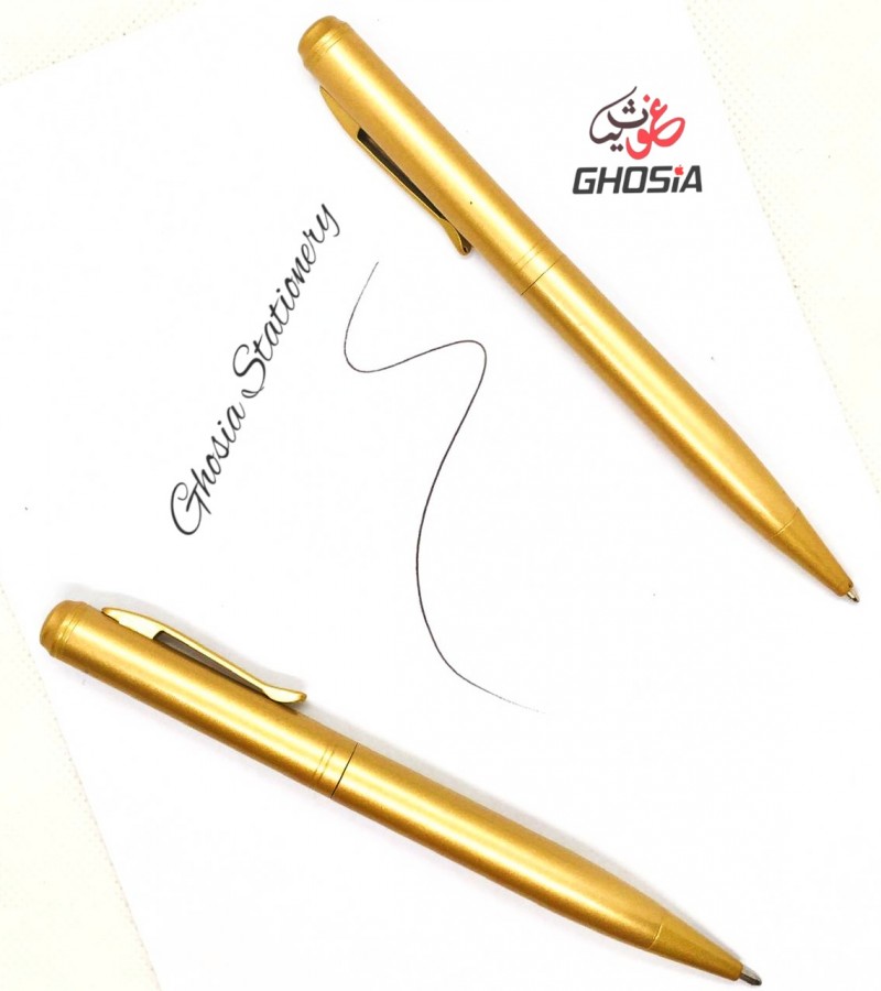 Metallic Body Fancy Pen Set - Pair of 2 Sleek Design Gold Ballpoint Pair Royal Fancy Look Ballpoints