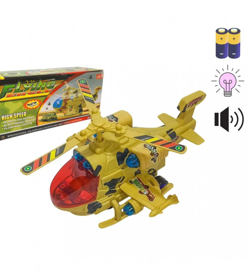 Military Bump and Go Helicopter Bump & Go Toy Chopper with Lights & Music for Kids