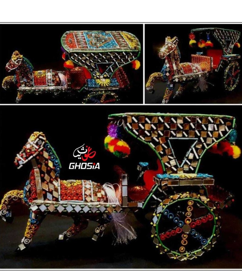 Traditional Mirror Work Horse Decoration 100% Handmade Classical Art Antique Decoration