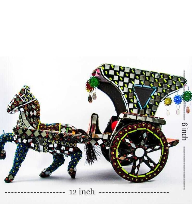 Traditional Mirror Work Horse Decoration 100% Handmade Classical Art Antique Decoration