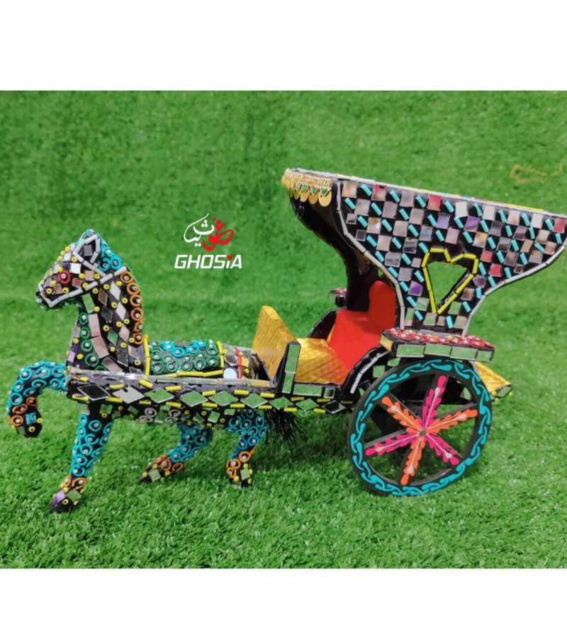 Traditional Mirror Work Horse Decoration 100% Handmade Classical Art Antique Decoration